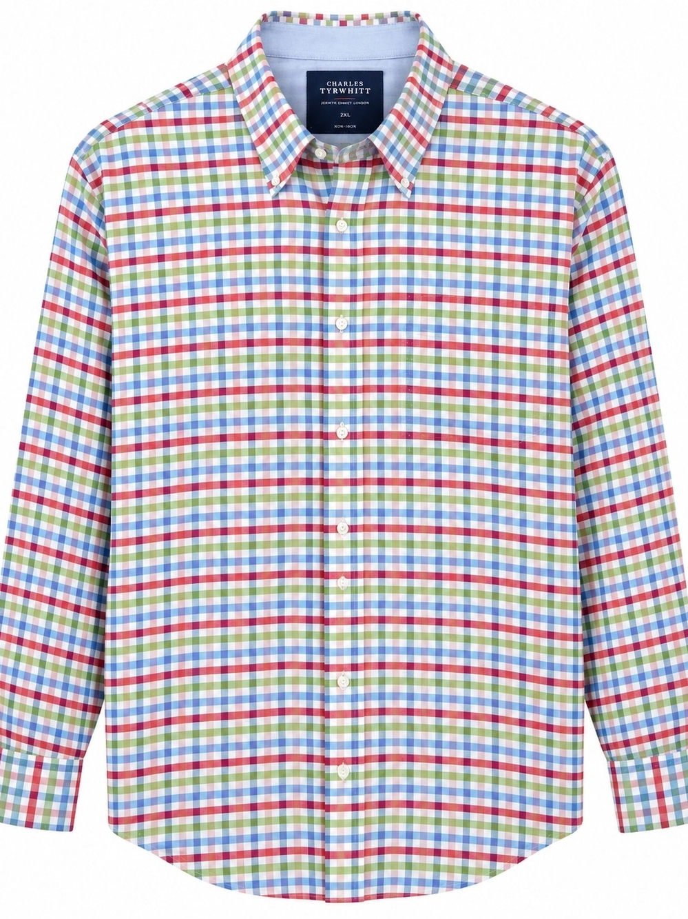 Charles Tyrwhitt Multicolor Check Button-Down Shirt — Blue, Green, Red, White,